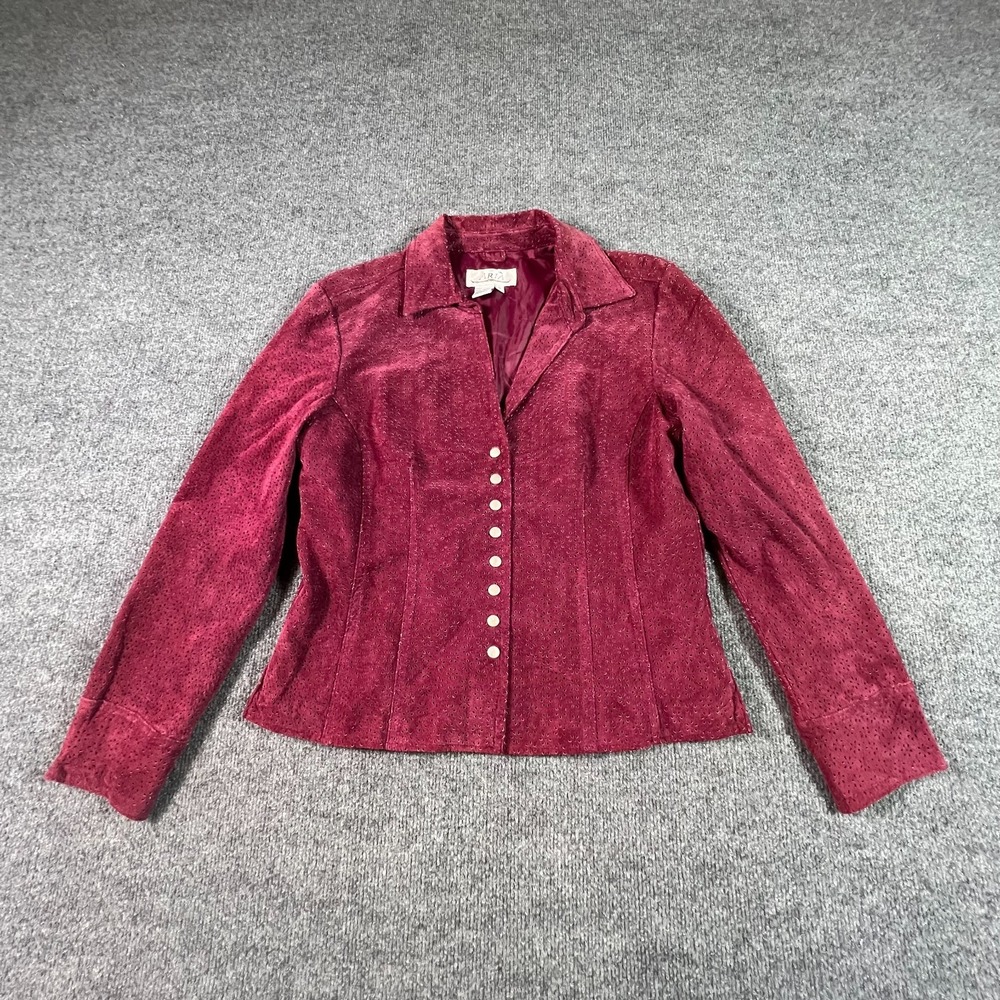 Vintage Aria Basic Jacket Women's M Red Leather Preppy Academia Western Snap
